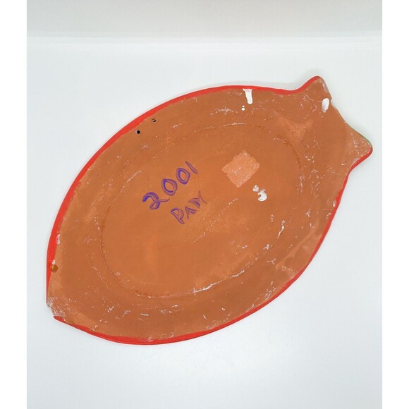 Vintage Handmade Talavera Terracotta Fish Serving Platter Plate Hand Painted - Picture 4 of 9